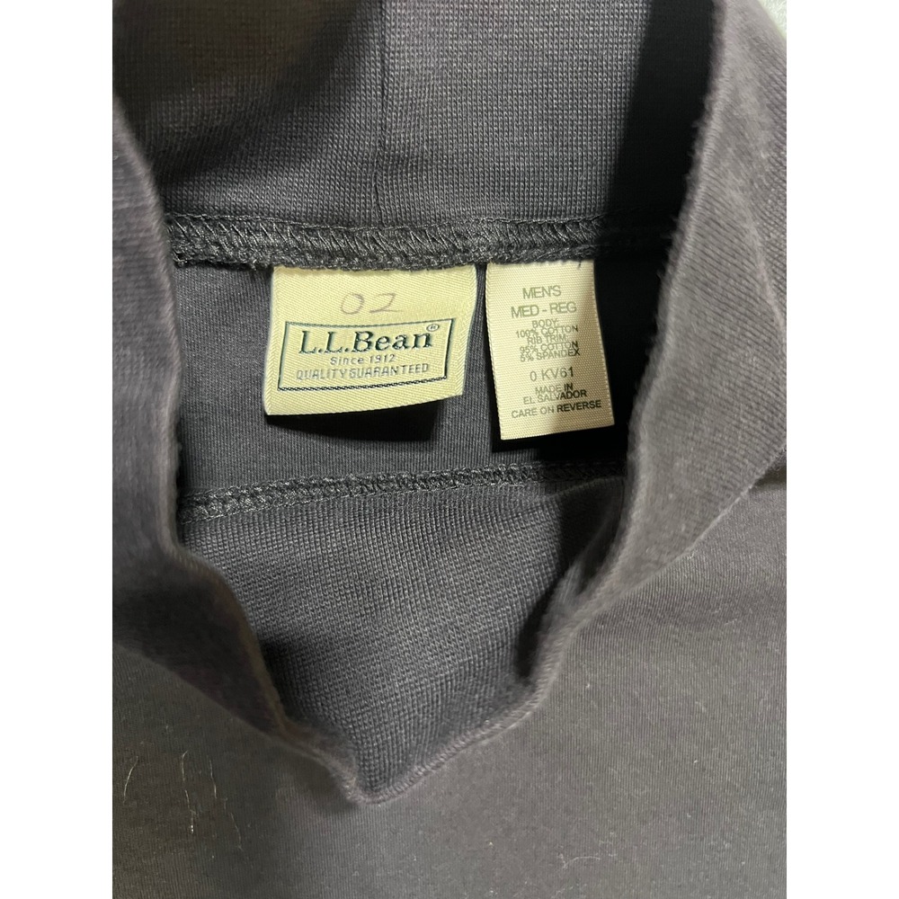 LL Bean Mens Long Sleeve Mock Neck T Shirt Size Medium Black Cotton Blend Casual - Picture 2 of 5